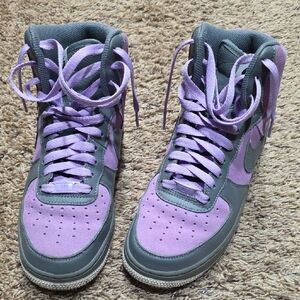 Stylish Women's High-Top Sneakers in Purple and Gray